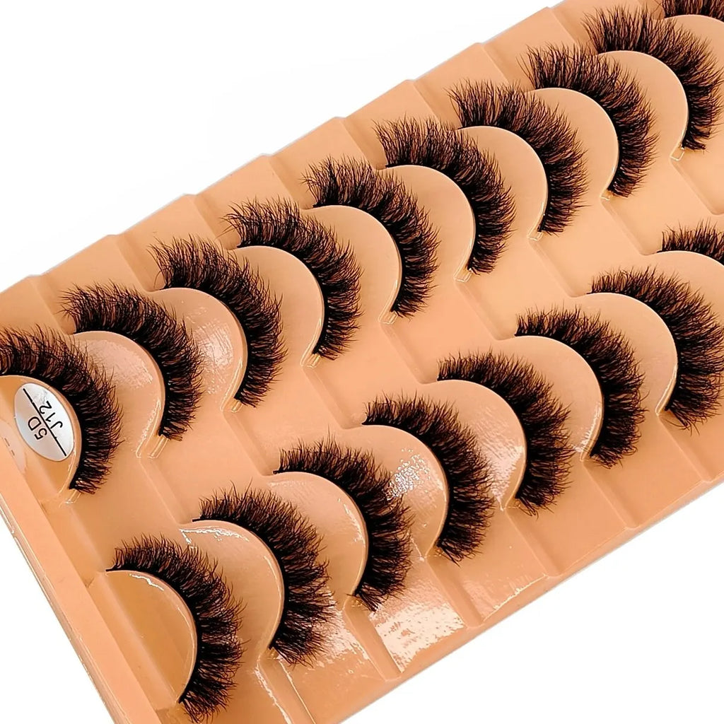 10 Pairs 3D Faux Mink Eyelashes – Handmade Natural Wispy Curly Lash Set
