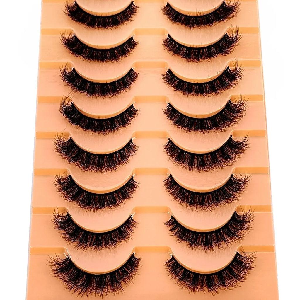10 Pairs 3D Faux Mink Eyelashes – Handmade Natural Wispy Curly Lash Set