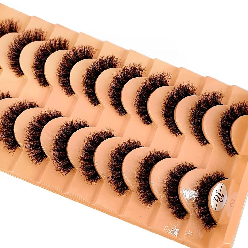 10 Pairs 3D Faux Mink Eyelashes – Handmade Natural Wispy Curly Lash Set