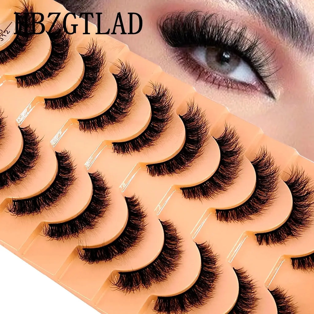 10 Pairs 3D Faux Mink Eyelashes – Handmade Natural Wispy Curly Lash Set